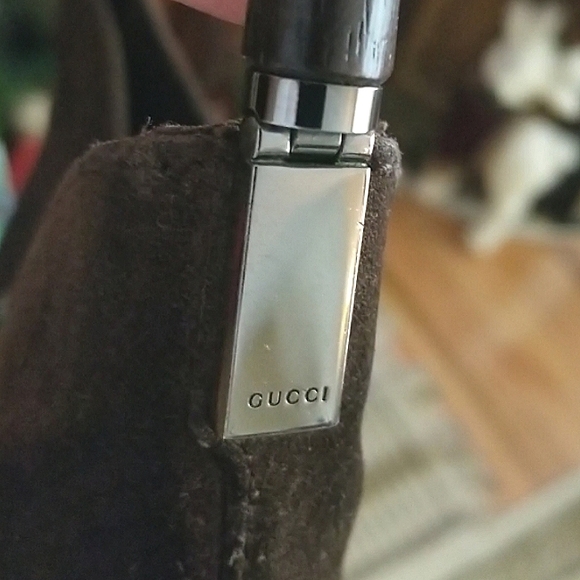 GUCCI SUEDE SHOULDER BAG BROWN SUEDE LEATHER - Picture 10 of 17